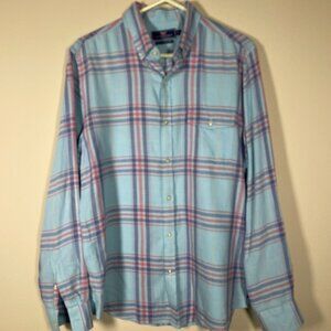 Vineyard Vines Men's Flannel Plaid Blue BU Shirt Slim Fit Crosby Medium!